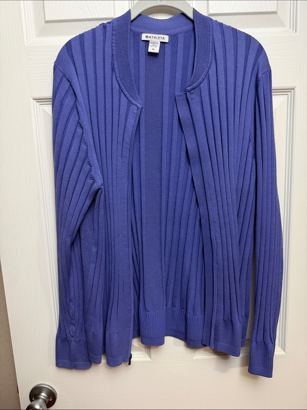 Athleta Women's Purple Ribbed Open Cardigan Sweater